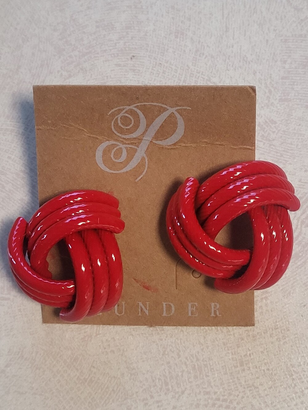 Vintage 1980s Red Enamel Love Knot Stud Earrings – Retro Bold Statement